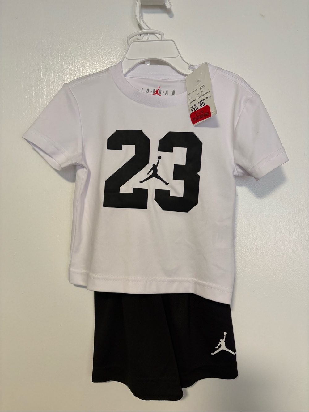 Jordan Kids White Tee & Black Shorts Set with 23 Graphic